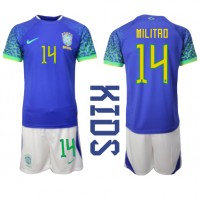 Dětský Fotbalový dres Brazílie Eder Militao #14 MS 2022 Venkovní Krátký Rukáv (+ trenýrky)